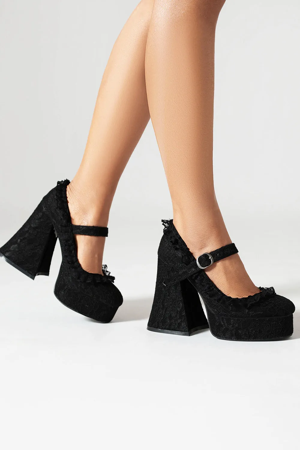 Black Closed Toe Platform Block Heel Shoes sold by Zapaka product image thumbnail 3