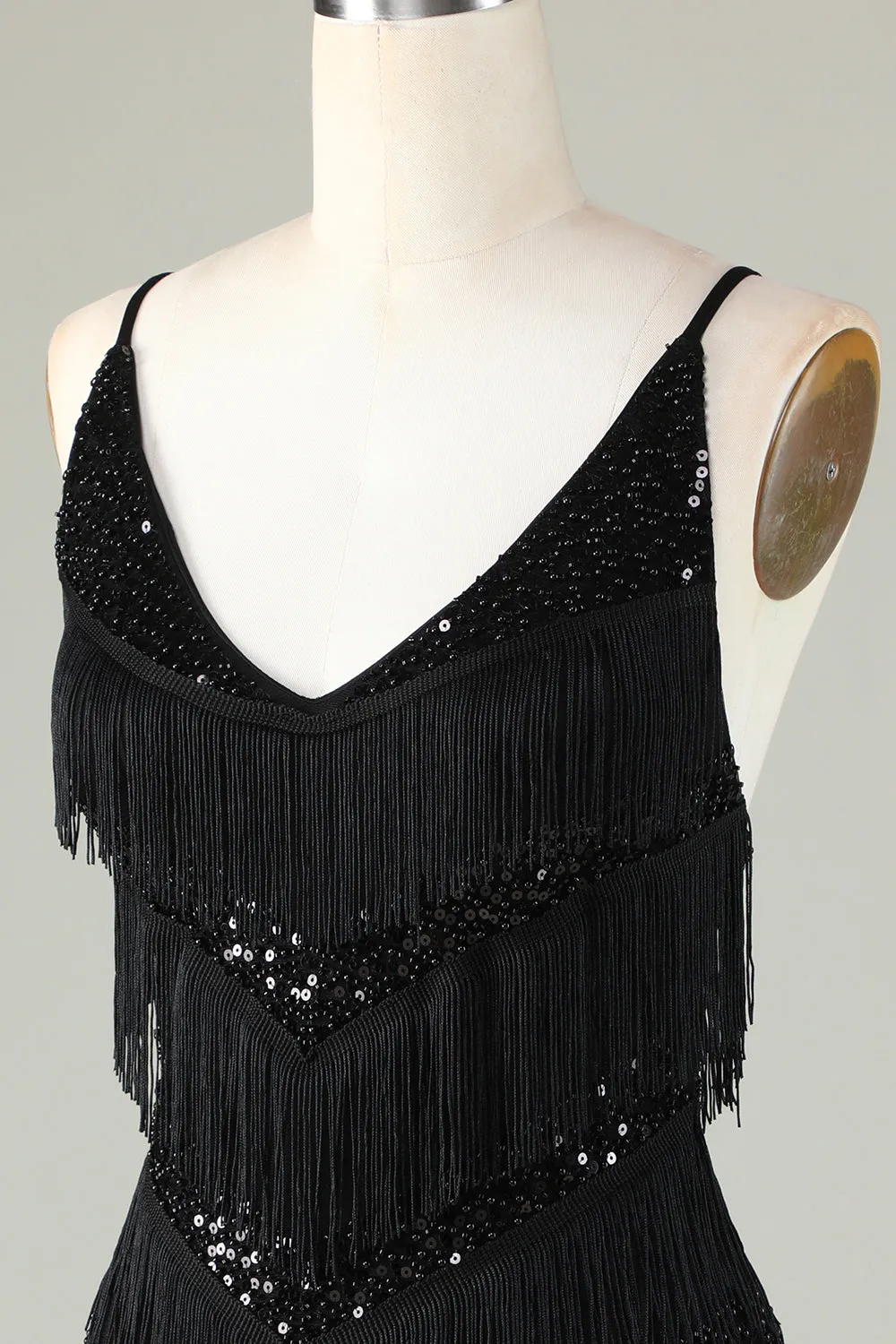 Sparkly Black Sequins Beaded Tight Short Homecoming Dress with Fringes sold by Zapaka product image thumbnail 5