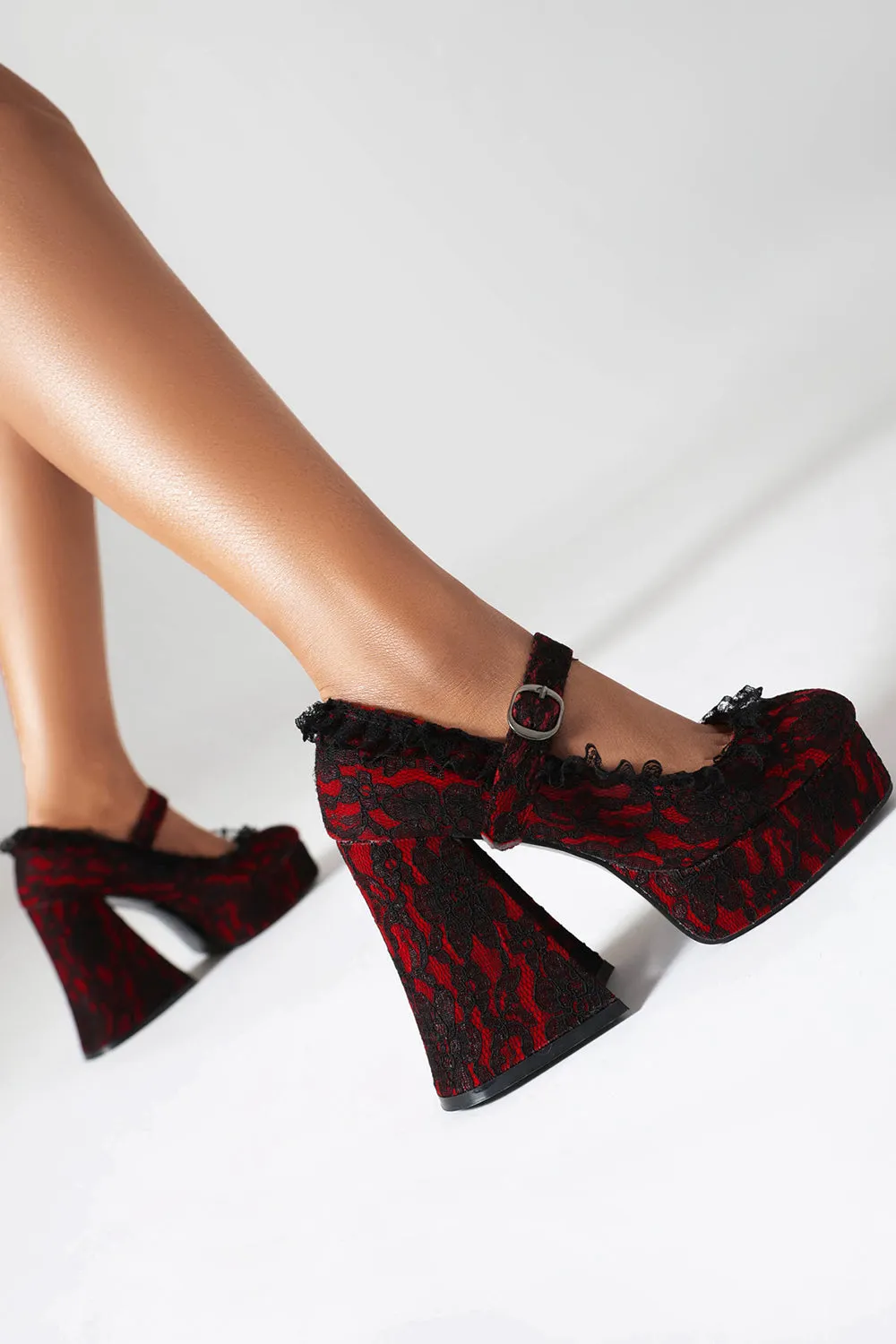 Black Closed Toe Platform Block Heel Shoes sold by Zapaka product image thumbnail 5