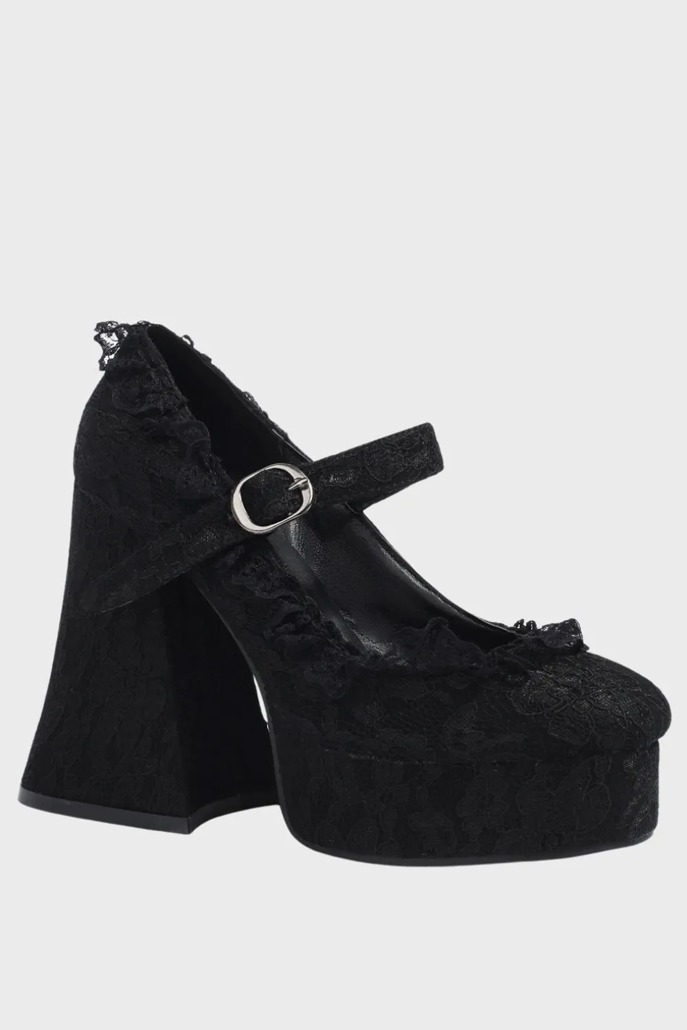Black Closed Toe Platform Block Heel Shoes sold by Zapaka product image thumbnail 4