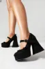 Black Closed Toe Platform Block Heel Shoes sold by Zapaka
