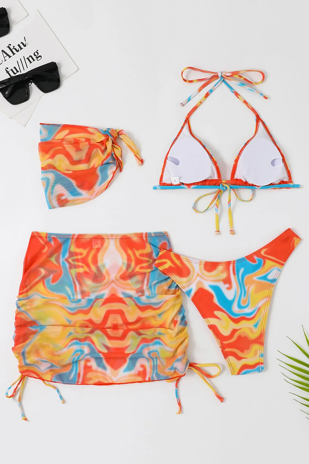 Halter Neck Orange Printed Bikini sold by Zapaka product image thumbnail 2