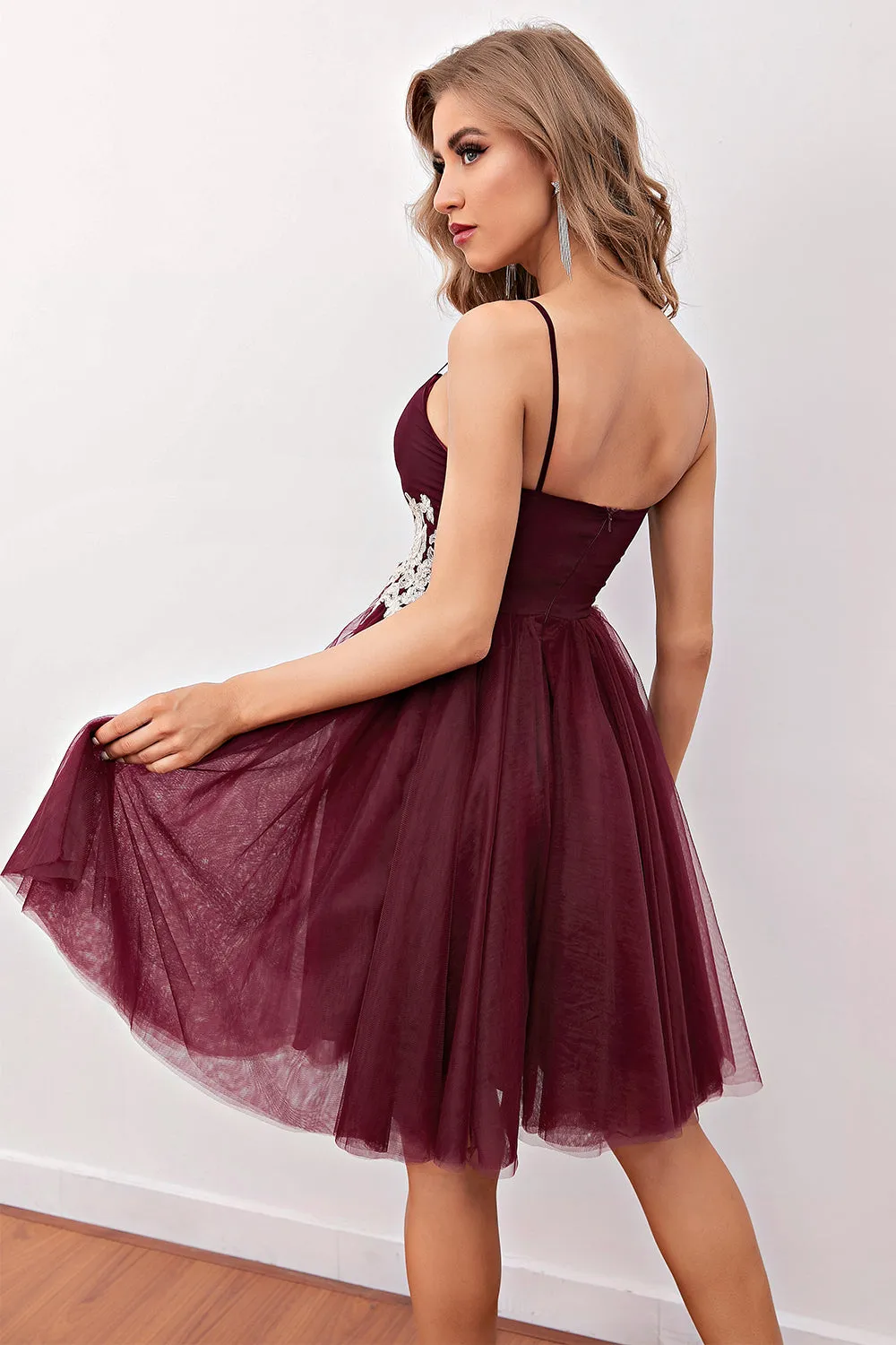 Burgundy Short Prom Homecoming Dress sold by Zapaka product image thumbnail 2