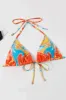 Halter Neck Orange Printed Bikini sold by Zapaka