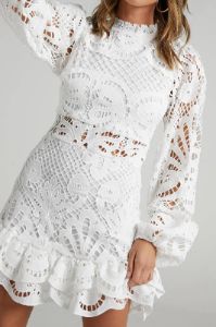 White A-Line V-Neck Mini Dress With Short Sleeves sold by Zapaka