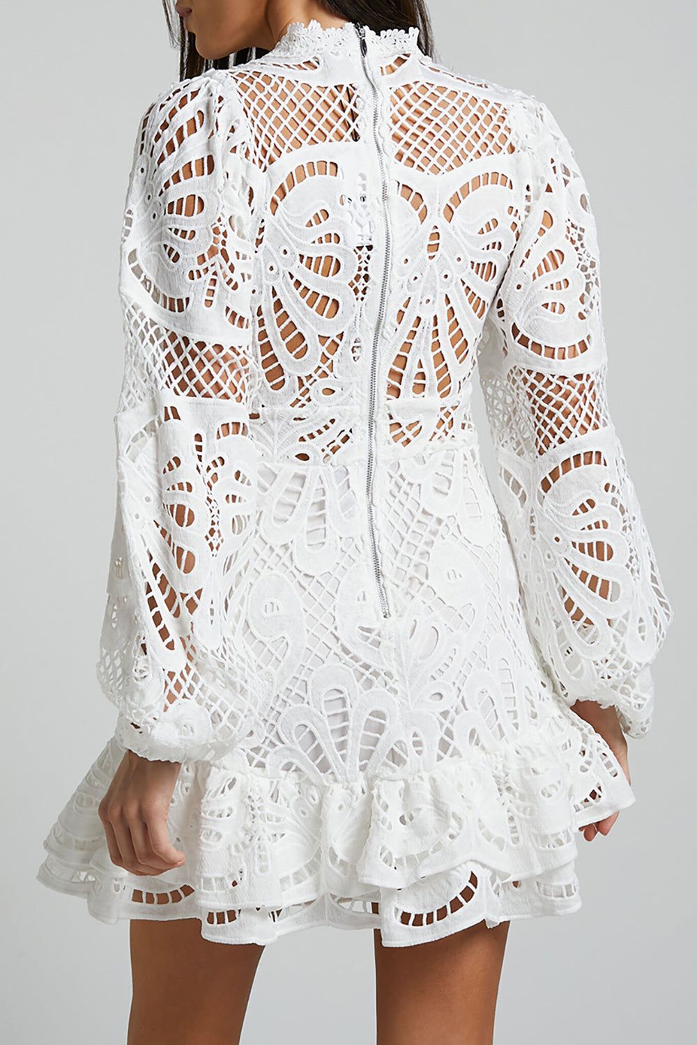 White A-Line V-Neck Mini Dress With Short Sleeves sold by Zapaka product image thumbnail 2