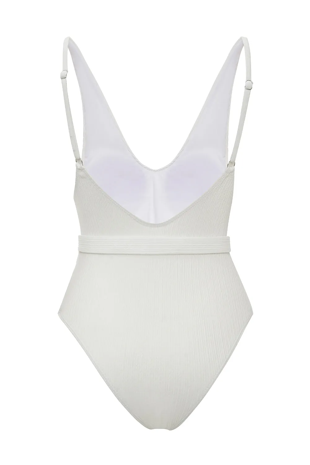 White V-Neck One Piece Swimwear sold by Zapaka product image thumbnail 2