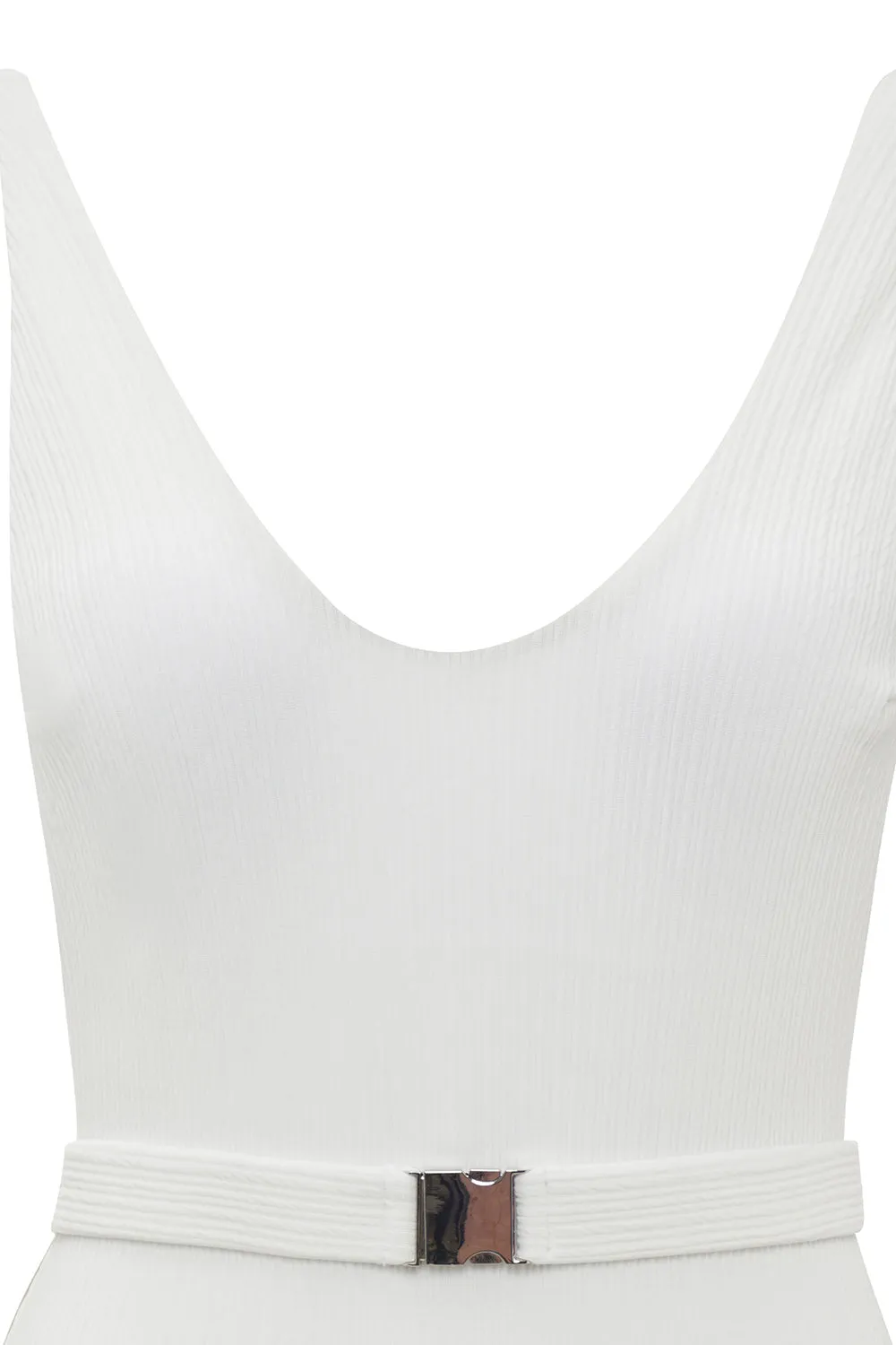 White V-Neck One Piece Swimwear sold by Zapaka product image thumbnail 4