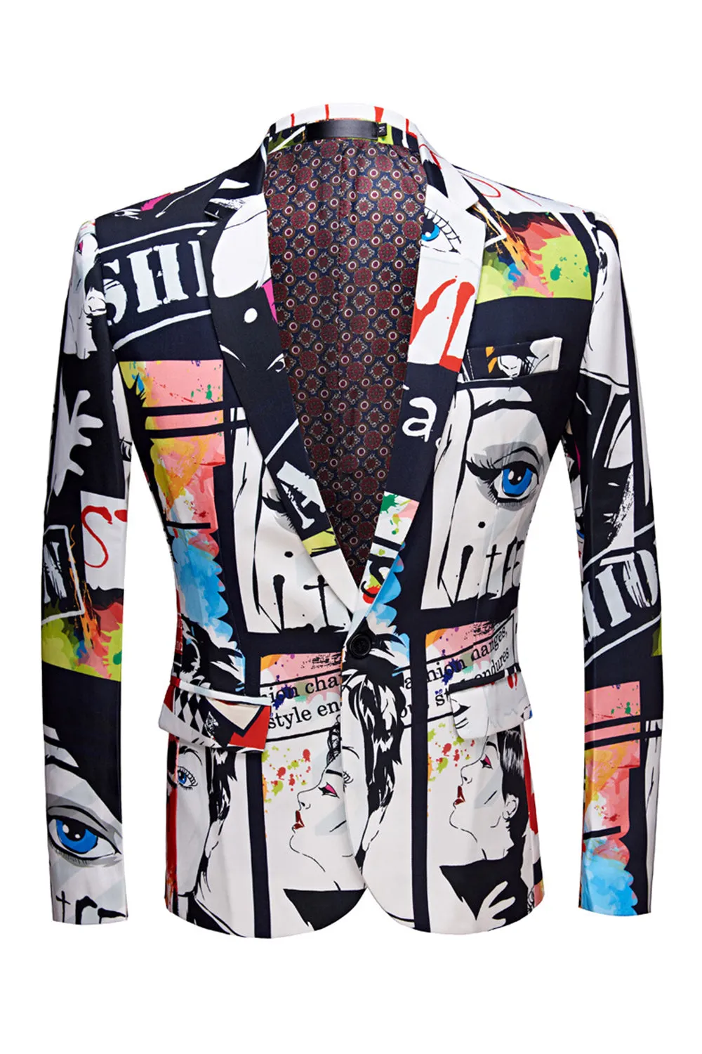 White Notched Lapel Special Graffiti 2 Piece Men's Suit sold by Zapaka product image thumbnail 3