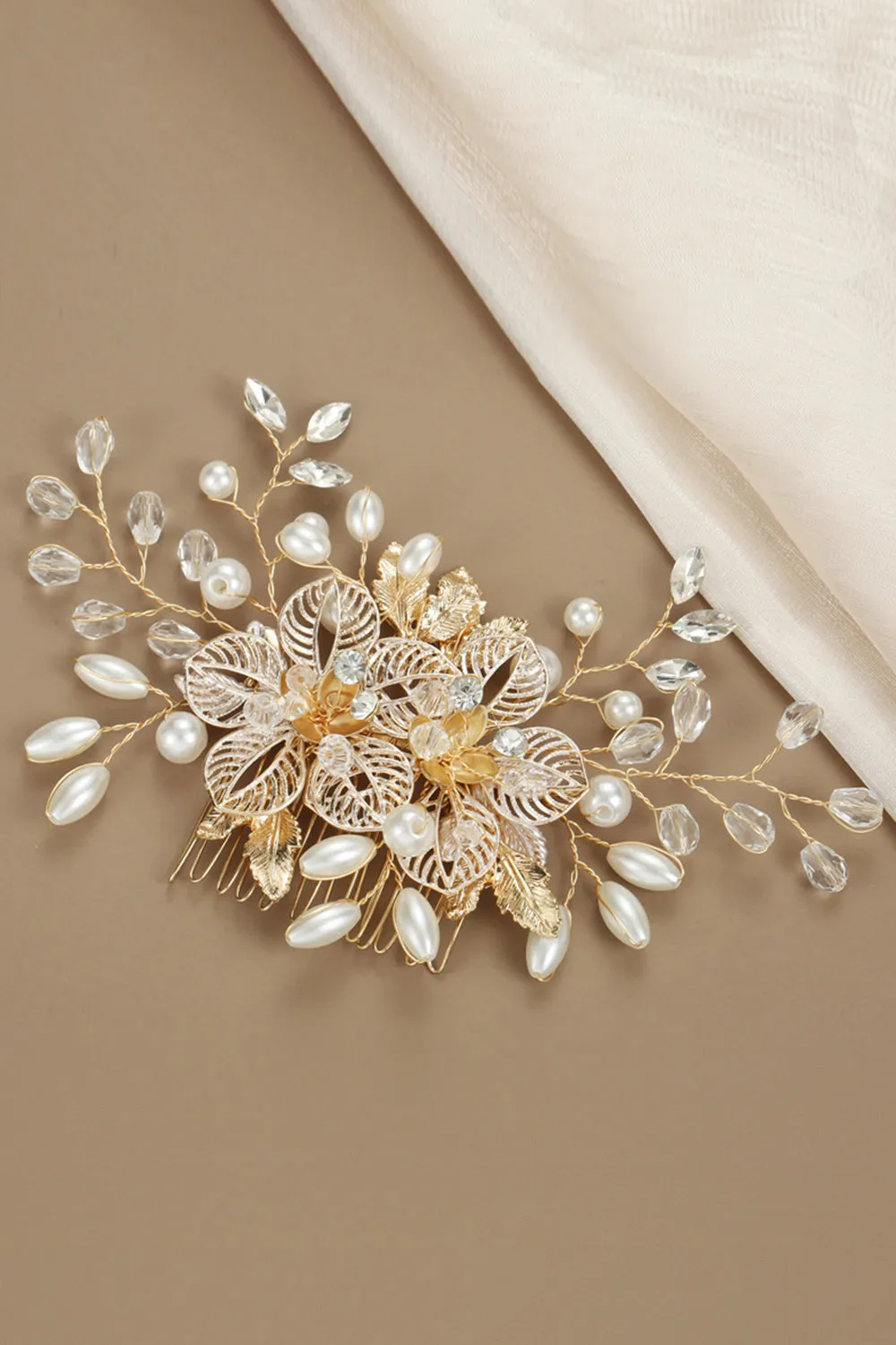 Flower Crystal Pearl Rhinestone Wedding Hair Clip sold by Zapaka product image thumbnail 3