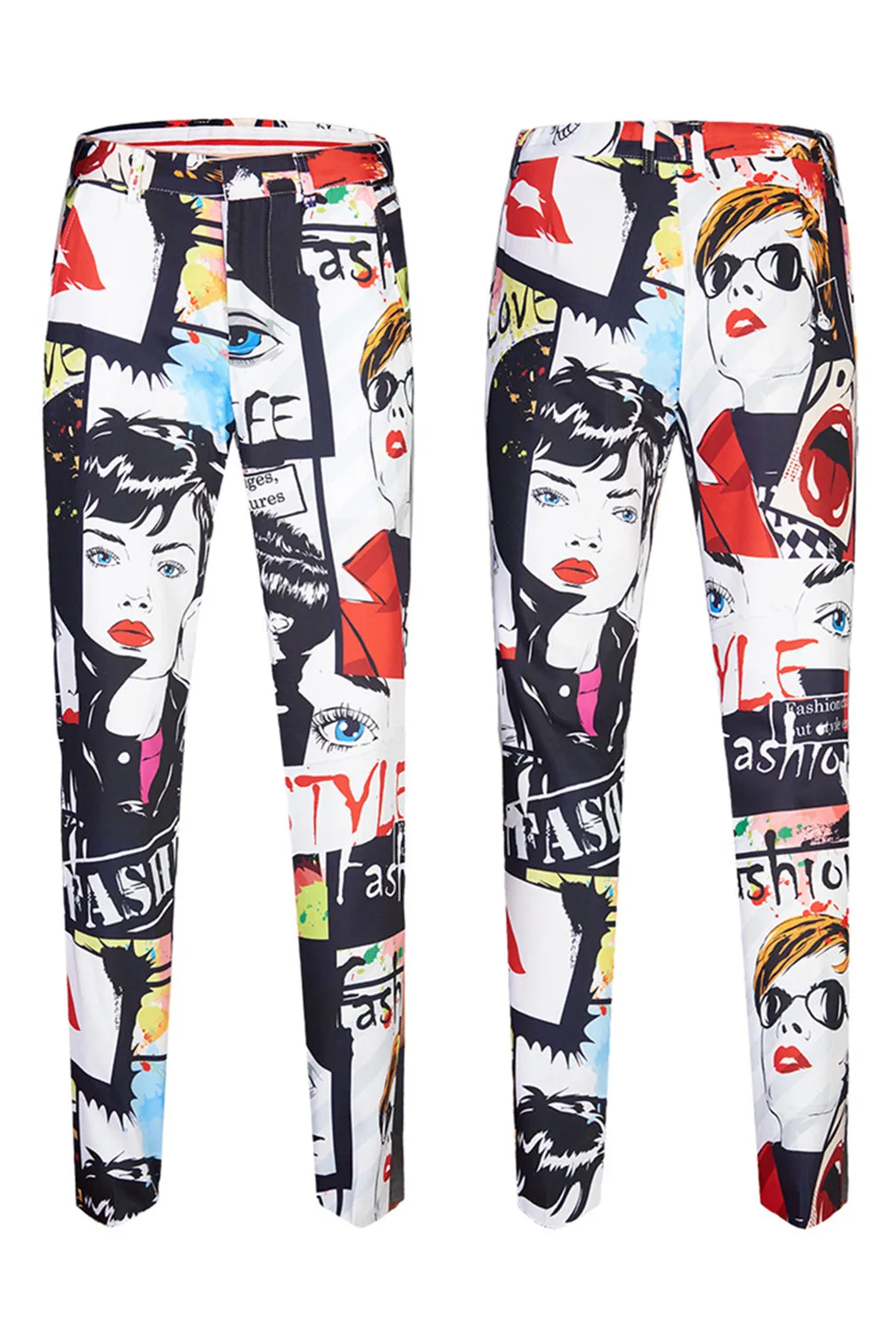 White Notched Lapel Special Graffiti 2 Piece Men's Suit sold by Zapaka product image thumbnail 4