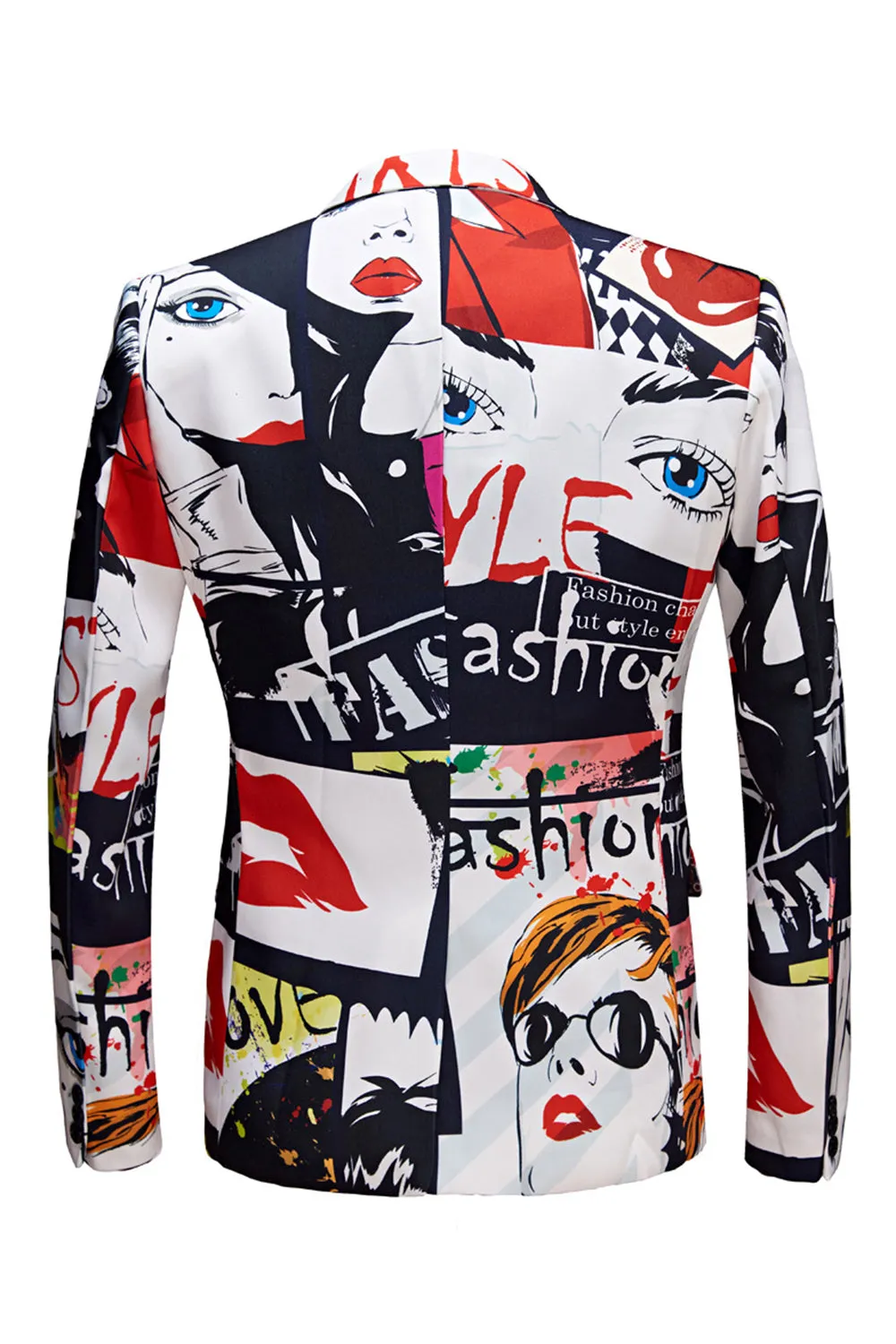 White Notched Lapel Special Graffiti 2 Piece Men's Suit sold by Zapaka product image thumbnail 2