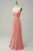 A Line Spaghetti Straps Blush Long Bridesmaid Dress sold by Zapaka