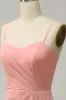 A Line Spaghetti Straps Blush Long Bridesmaid Dress sold by Zapaka