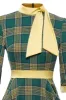 Green Plaid Vintage 1950s Dress with Bowknot sold by Zapaka