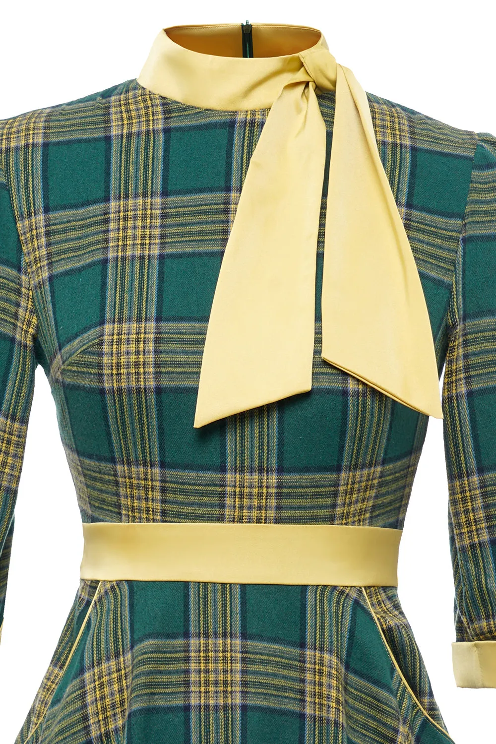 Green Plaid Vintage 1950s Dress with Bowknot sold by Zapaka product image thumbnail 3