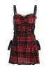 Spaghetti Straps Plaid Red Vintage Dress with Lace sold by Zapaka
