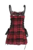 Spaghetti Straps Plaid Red Vintage Dress with Lace sold by Zapaka