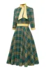 Green Plaid Vintage 1950s Dress with Bowknot sold by Zapaka