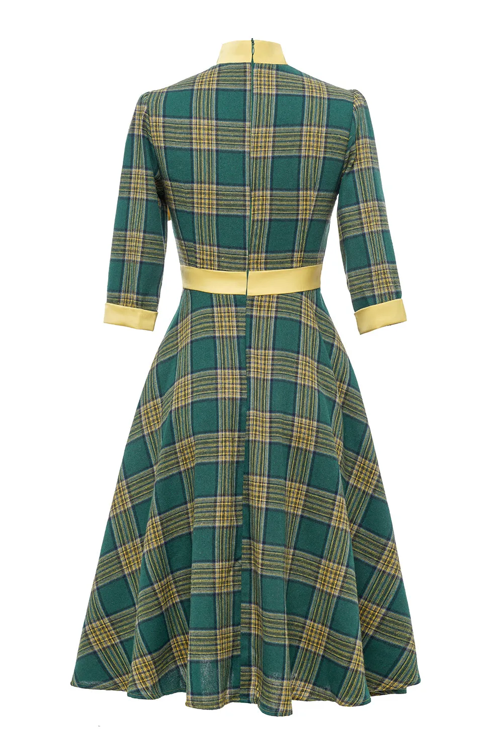 Green Plaid Vintage 1950s Dress with Bowknot sold by Zapaka product image thumbnail 2
