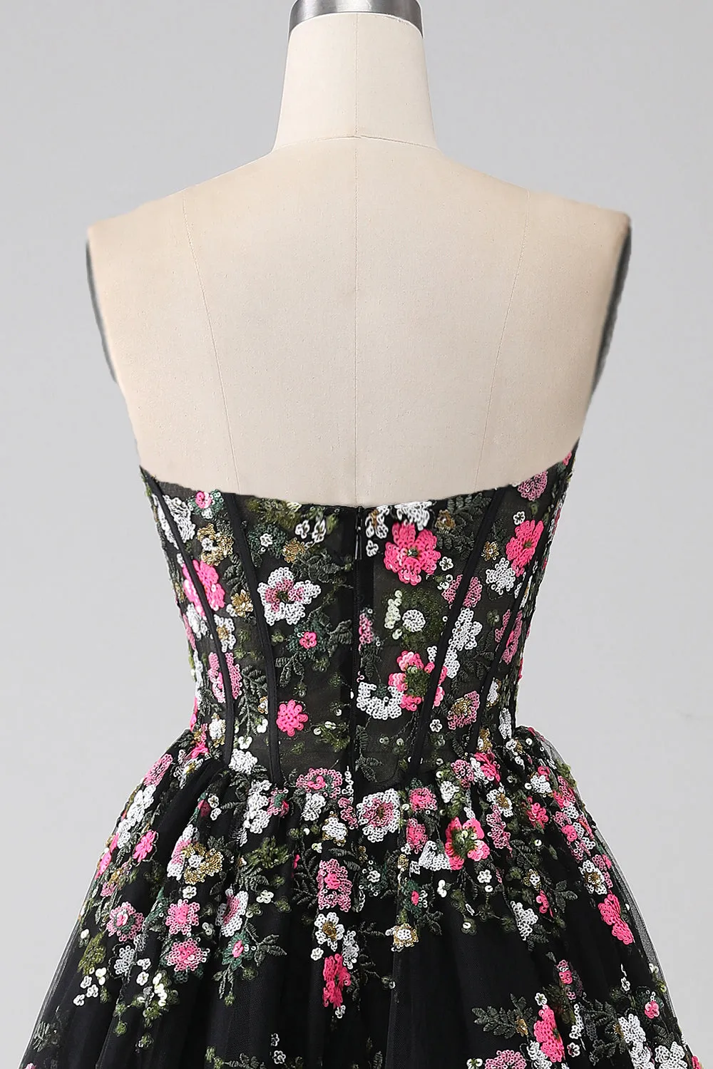 Luxurious Black A Line Sweetheart Corset Prom Dress with Appliques sold by Zapaka product image thumbnail 5