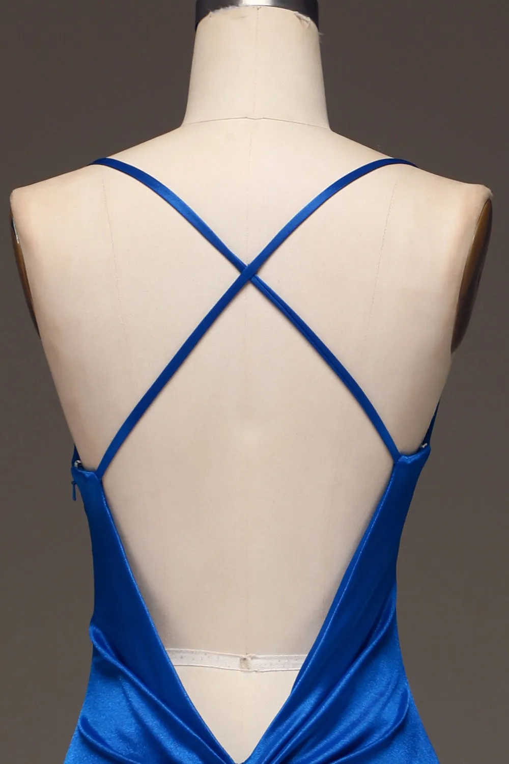 Simple Royal Blue Satin Mermaid Long Prom Dress sold by Zapaka product image thumbnail 5