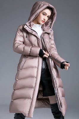 Pink Long Sleeves Winter Down Jacket with Pockets sold by Zapaka