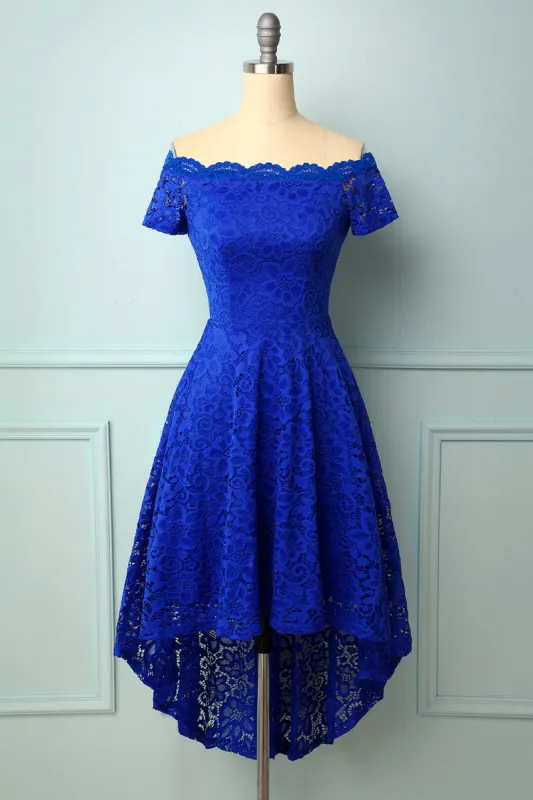 Royal Blue Off the Shoulder Dress sold by Zapaka