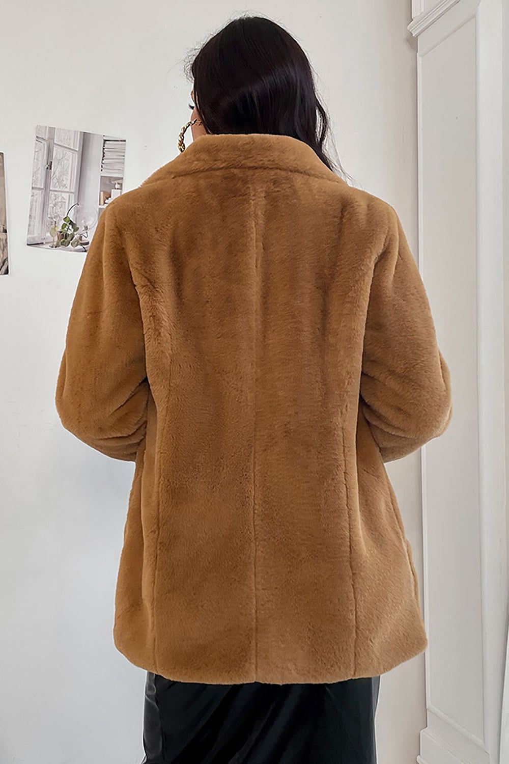 Camel Midi Teddy Faux Fur Shearling Coat sold by Zapaka product image thumbnail 2