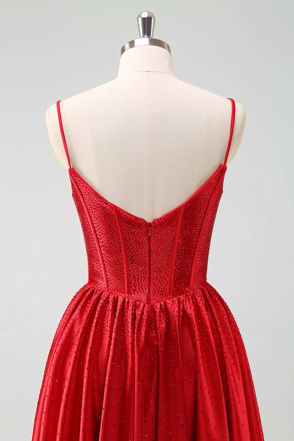 Red A-Line Spaghetti Straps Corset Pleated Homecoming Dress sold by Zapaka product image thumbnail 5