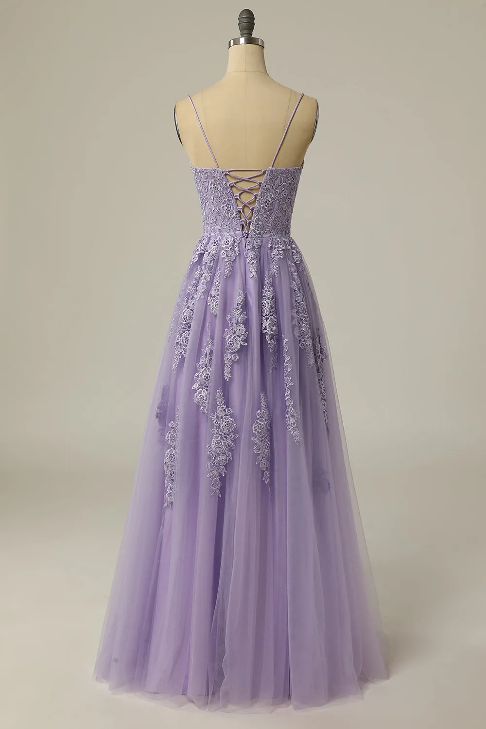 A Line Strapless Light Purple Long Prom Dress with Appliques sold by Zapaka product image thumbnail 2