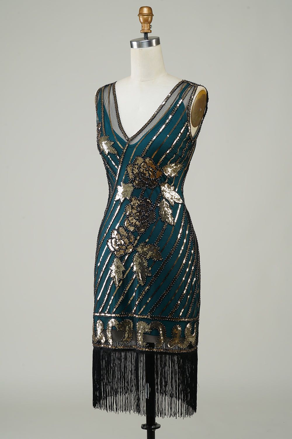 Dark Green Glitter Fringes Flapper Dress with Sleveless sold by Zapaka product image thumbnail 3