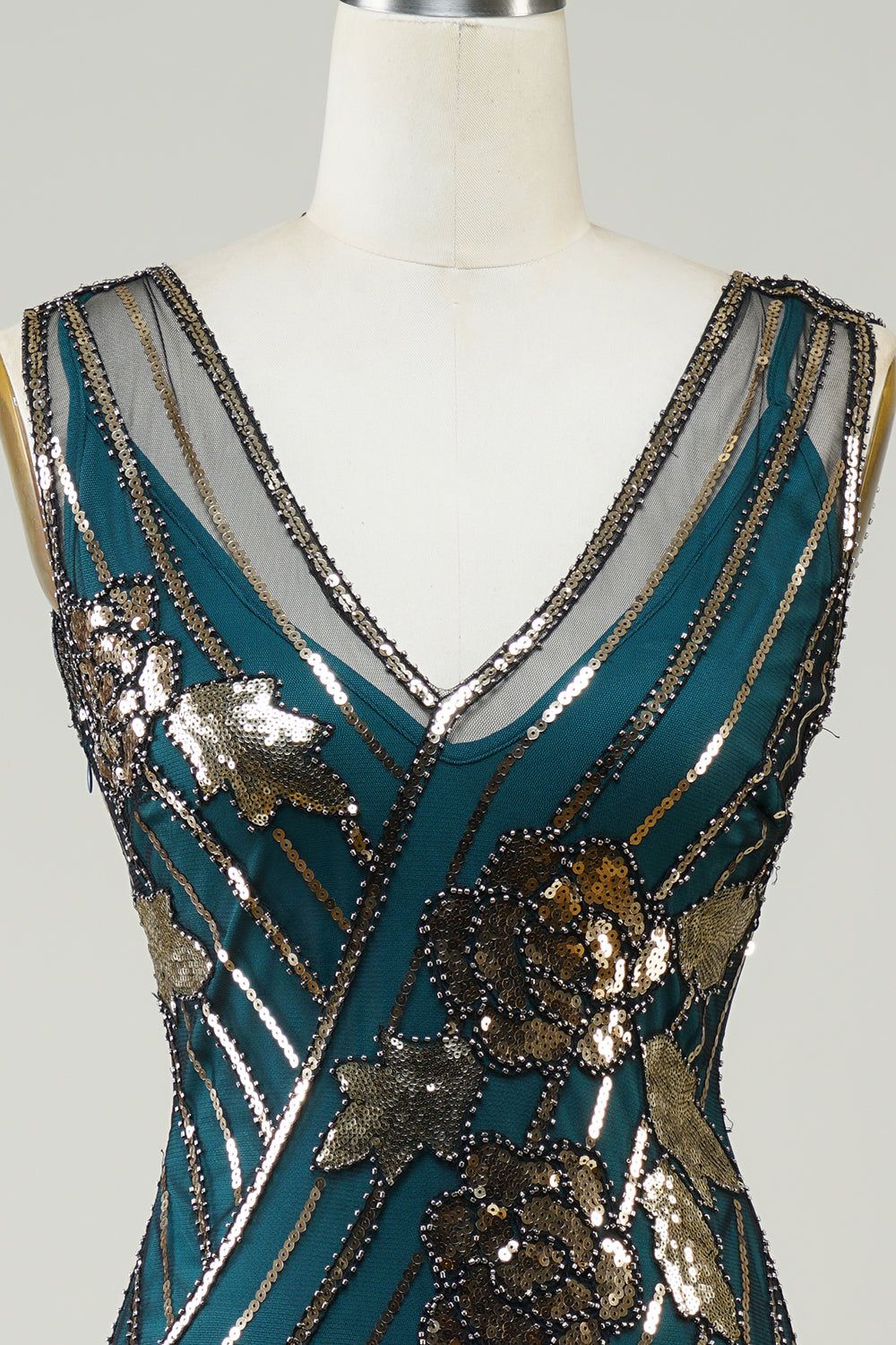 Dark Green Glitter Fringes Flapper Dress with Sleveless sold by Zapaka product image thumbnail 4