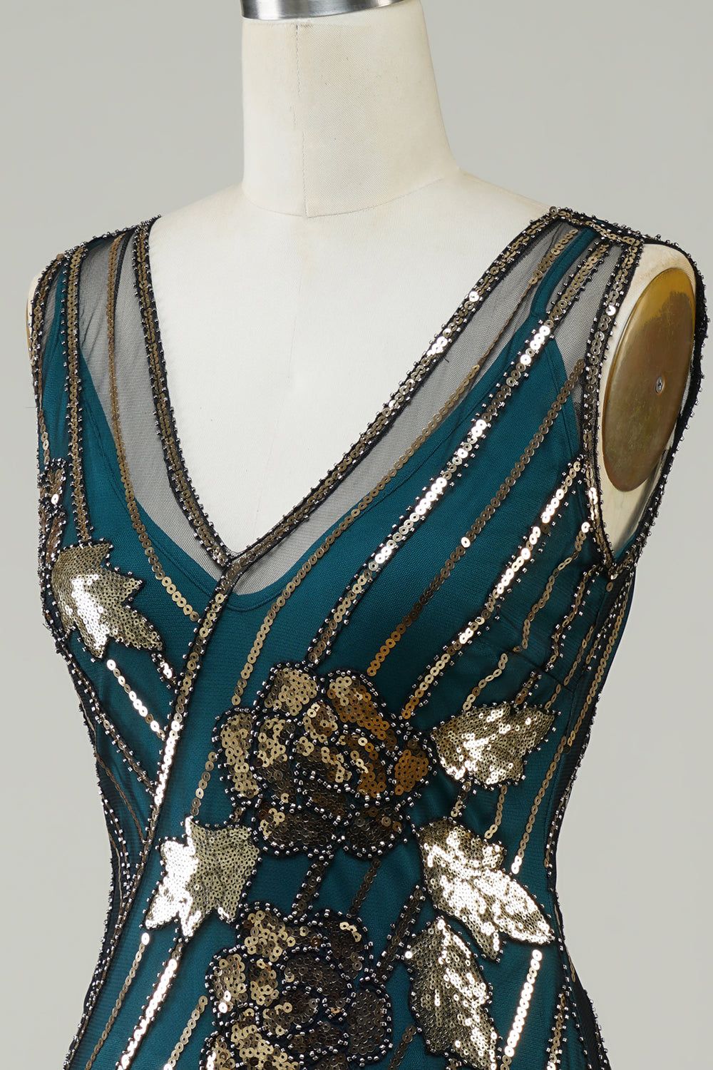 Dark Green Glitter Fringes Flapper Dress with Sleveless sold by Zapaka product image thumbnail 5