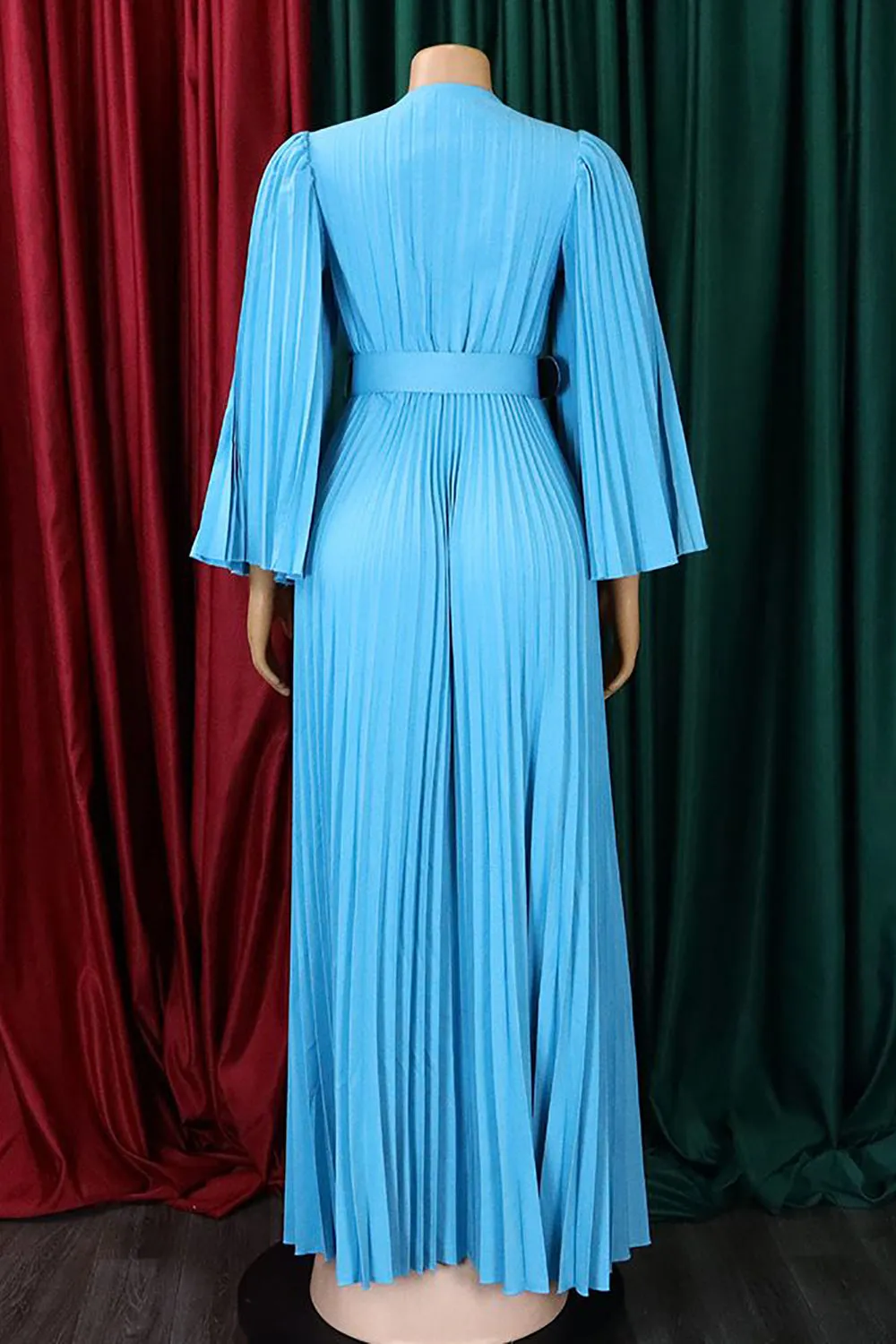 Sky Blue Pleated Long Wedding Guest Dress sold by Zapaka product image thumbnail 2