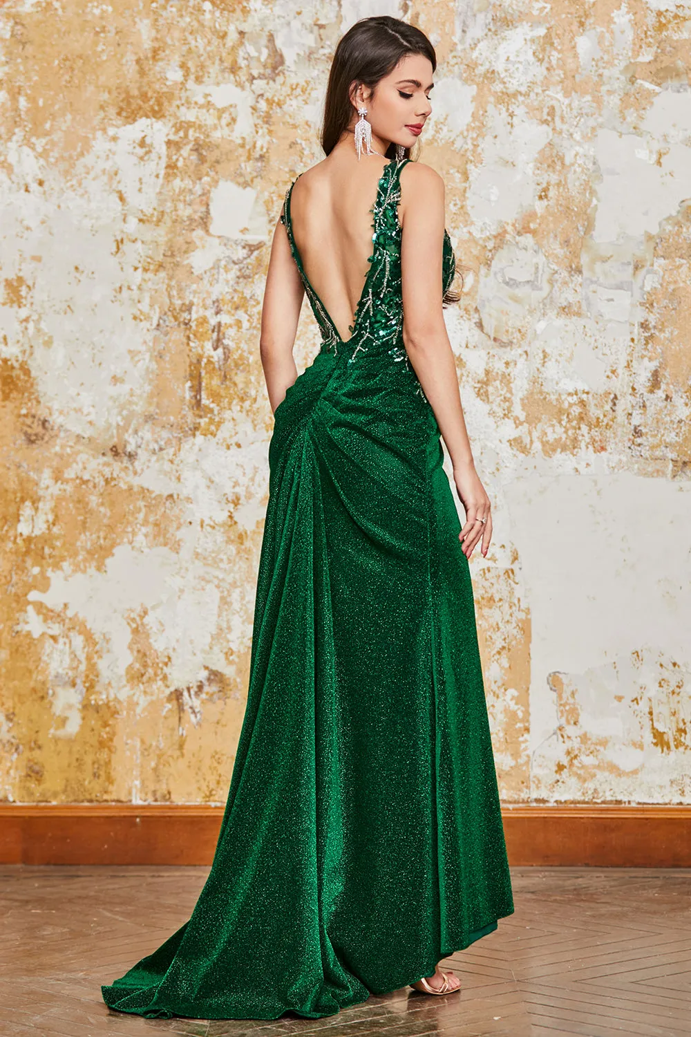 Sparkly Dark Green Mermaid Prom Dress with Accessory sold by Zapaka product image thumbnail 2