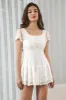 Cute White A-Line Lace Short White Graduation Dress sold by Zapaka