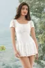 Cute White A-Line Lace Short White Graduation Dress sold by Zapaka