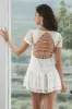 Cute White A-Line Lace Short White Graduation Dress sold by Zapaka