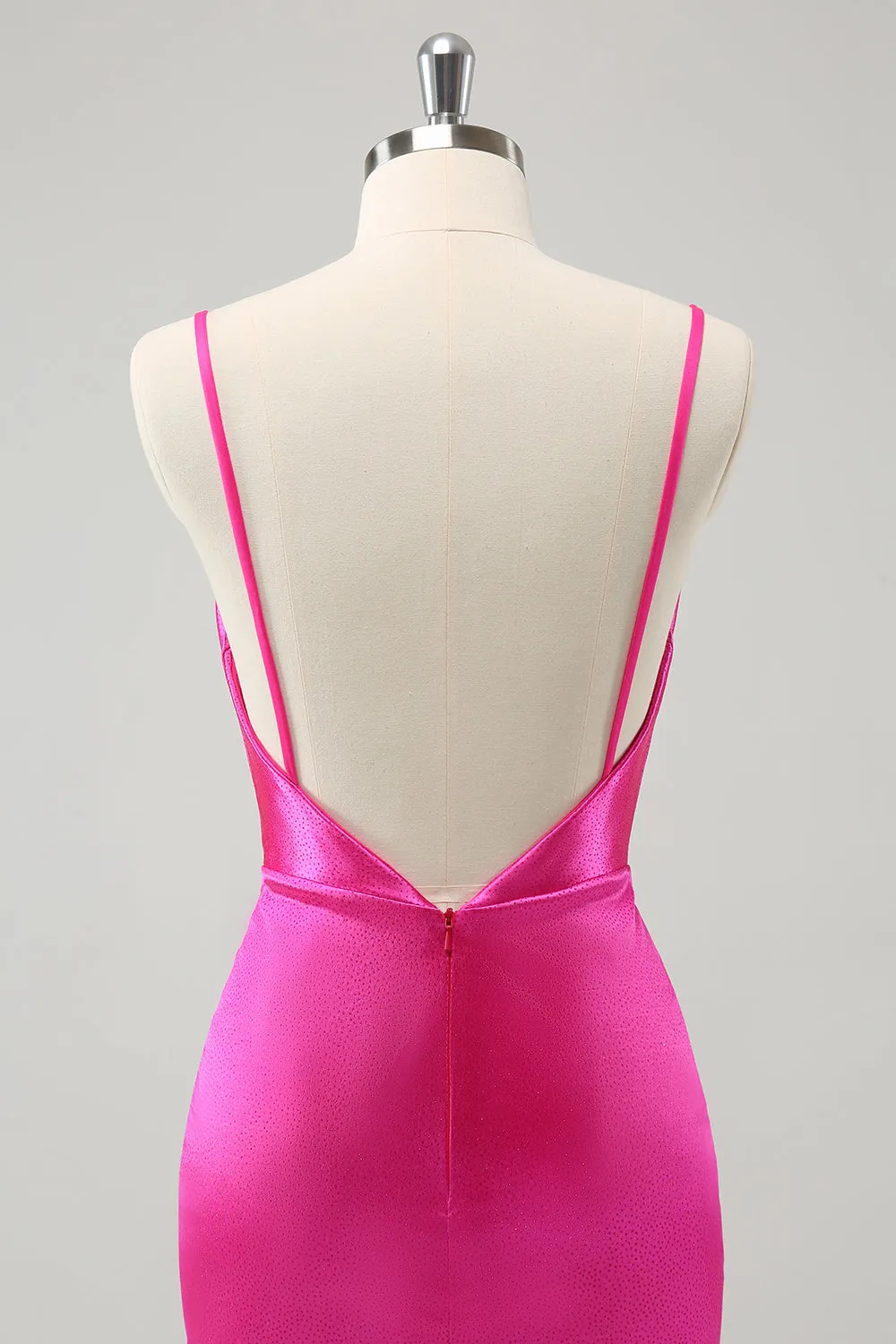 Simple Fuchsia Cowl Neck Backless Tight Short Homecoming Dress sold by Zapaka product image thumbnail 5