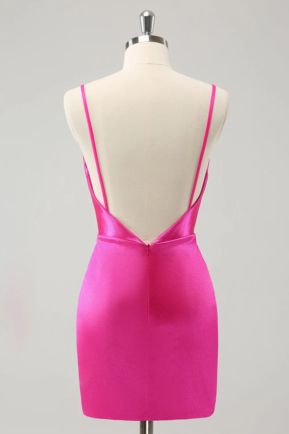 Simple Fuchsia Cowl Neck Backless Tight Short Homecoming Dress sold by Zapaka product image thumbnail 2