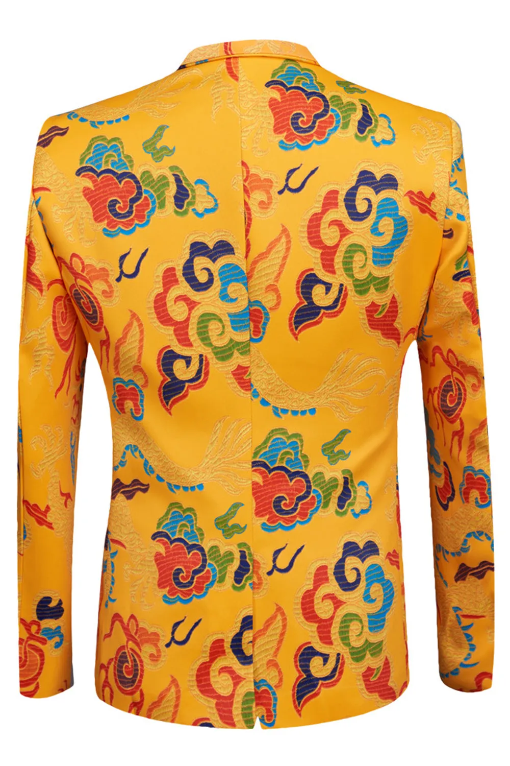 Yellow 2 Piece Notched Lapel Print Men's Suit sold by Zapaka product image thumbnail 2