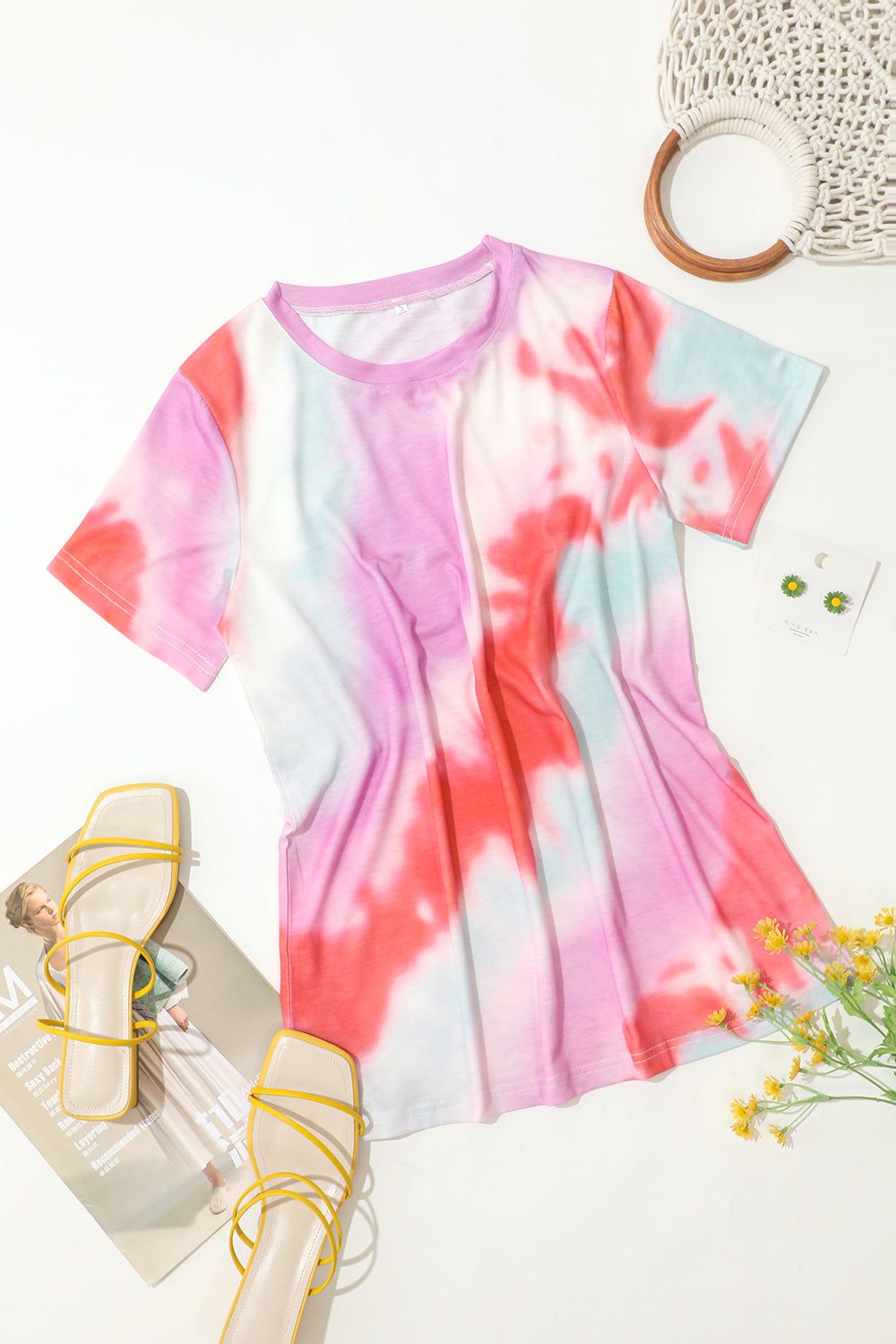 Loose Round Neck Printed Tie Dye T-Shirt sold by Zapaka product image thumbnail 7