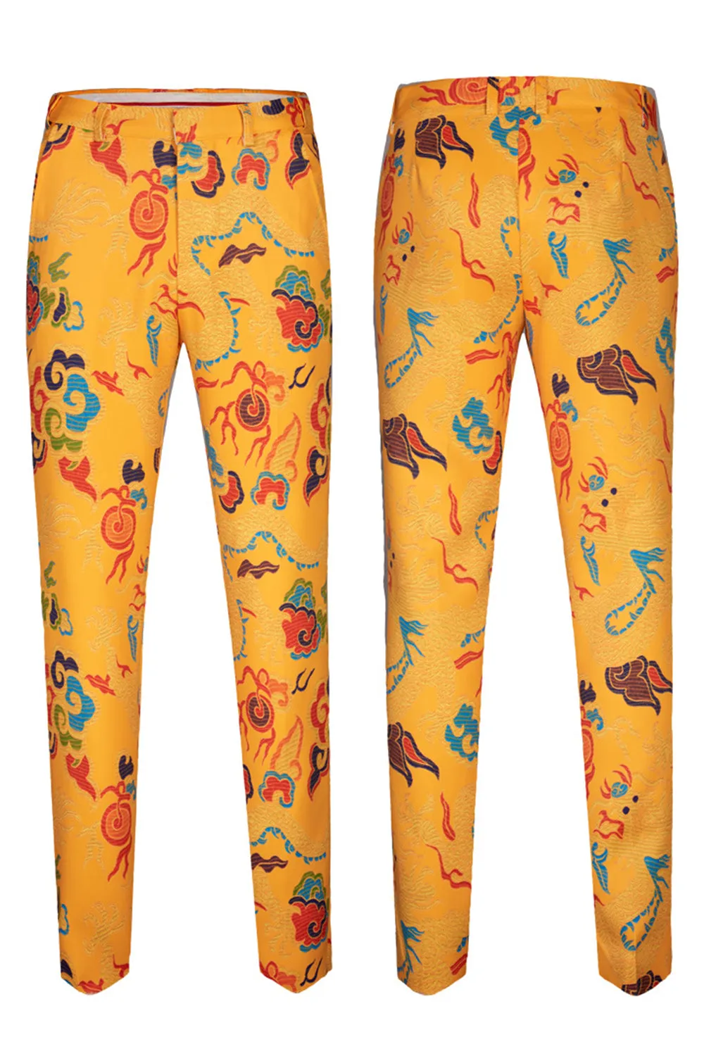 Yellow 2 Piece Notched Lapel Print Men's Suit sold by Zapaka product image thumbnail 3