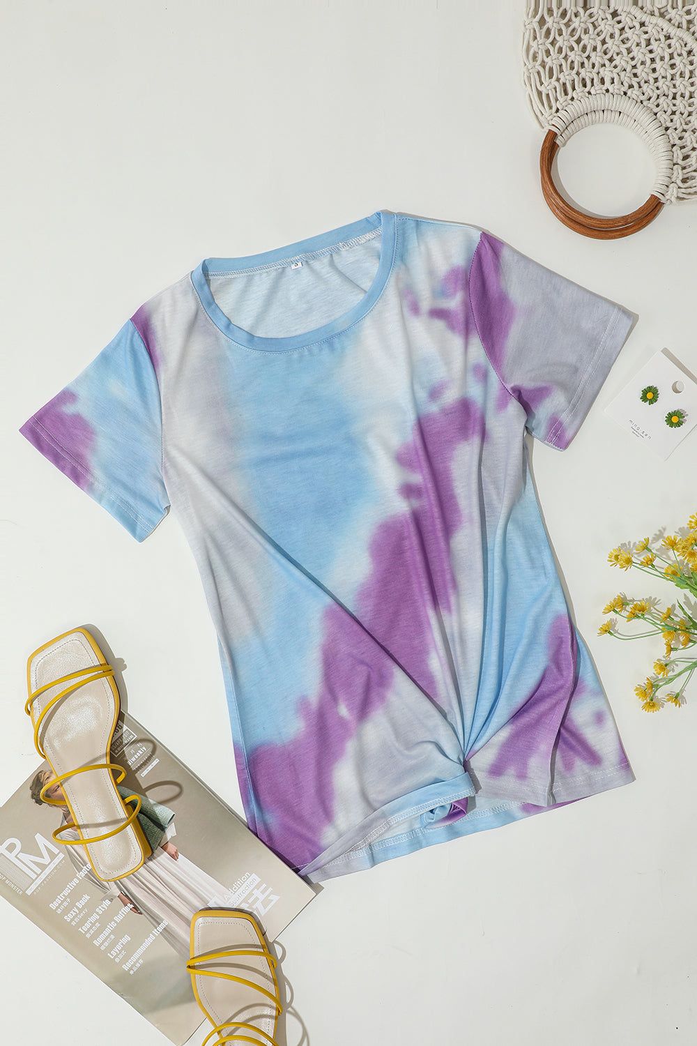 Loose Round Neck Printed Tie Dye T-Shirt sold by Zapaka product image thumbnail 5