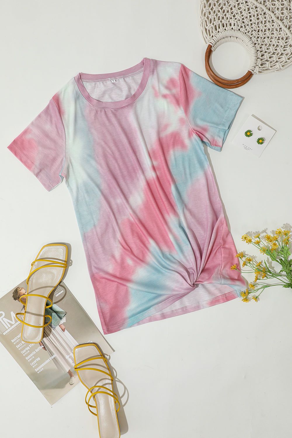 Loose Round Neck Printed Tie Dye T-Shirt sold by Zapaka