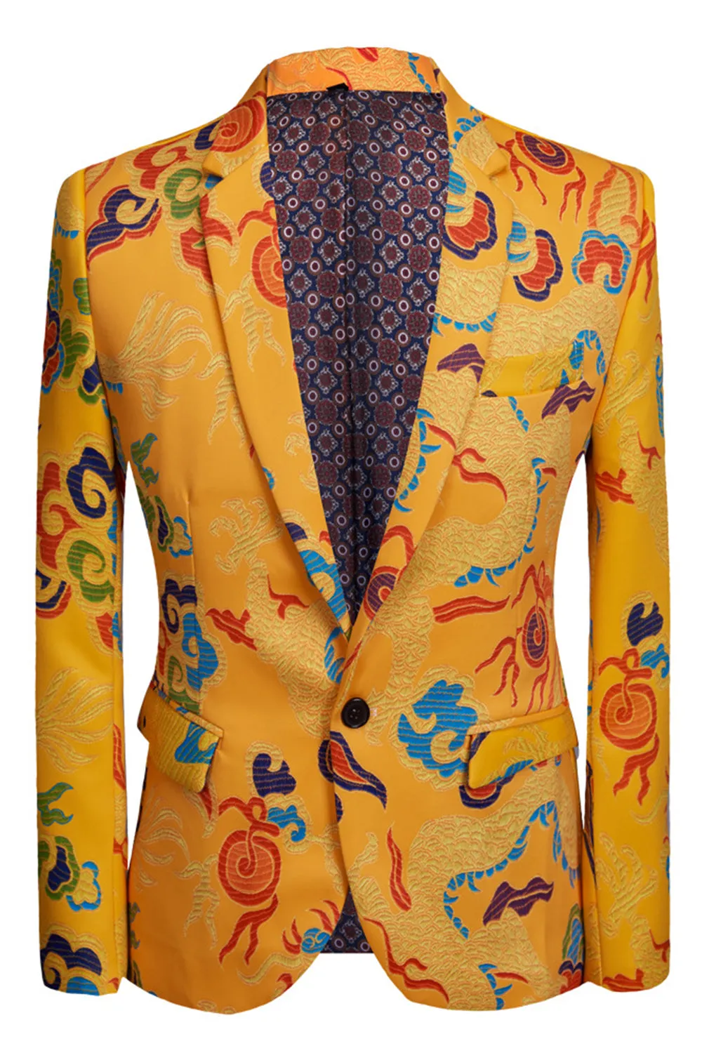 Yellow 2 Piece Notched Lapel Print Men's Suit sold by Zapaka product image thumbnail 4