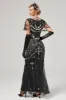 Black Beaded Long Flapper Dress with 1920s Accessories Set sold by Zapaka