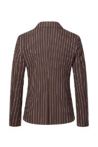 Coffee Pinstriped One Button Notched Lapel Men‘s Blazer sold by Zapaka