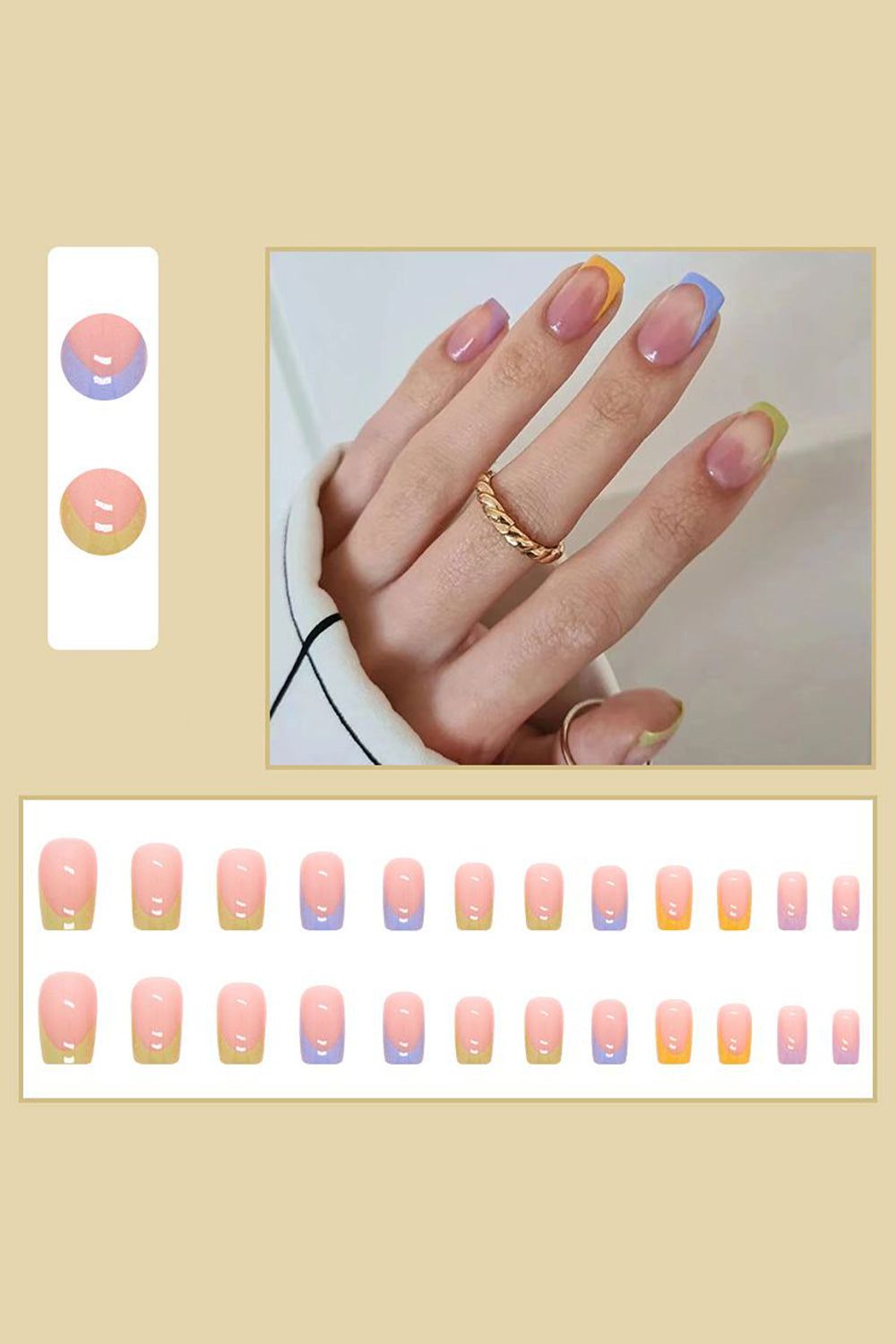 24 Pcs Colorful Press On Nails Short False Nail sold by Zapaka